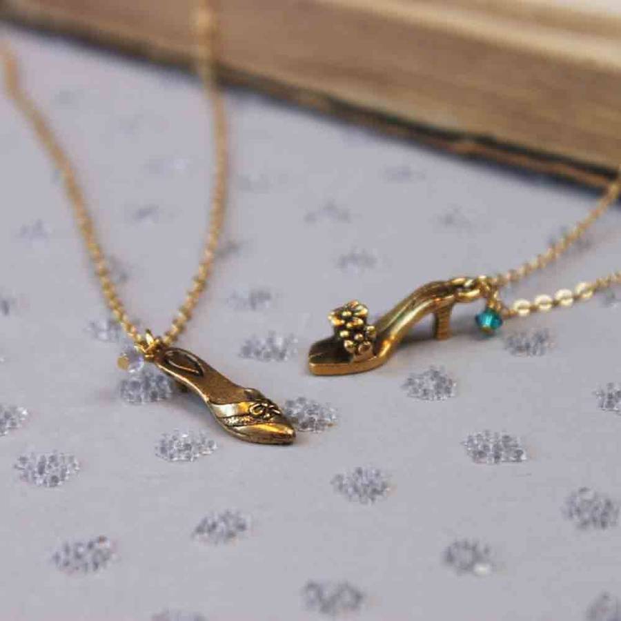 Princess Shoe Charm Necklace With Swarovski Crystal By Jamie London