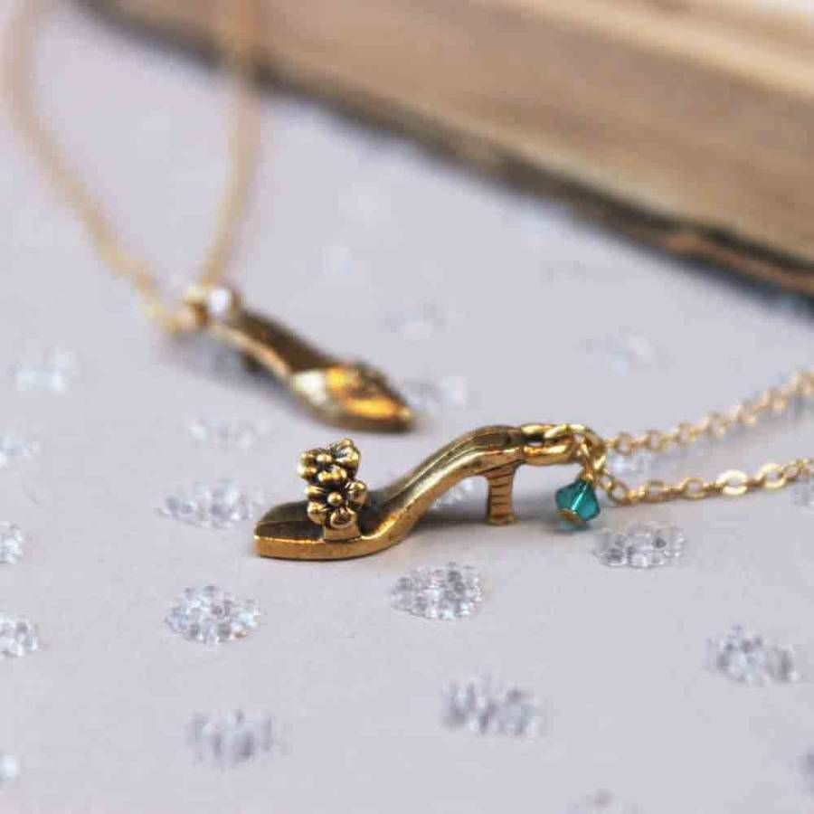 Princess Shoe Charm Necklace With Swarovski Crystal By Jamie London