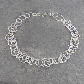 Interlinking Hoop Statement Sterling Silver Necklace, 3 of 10