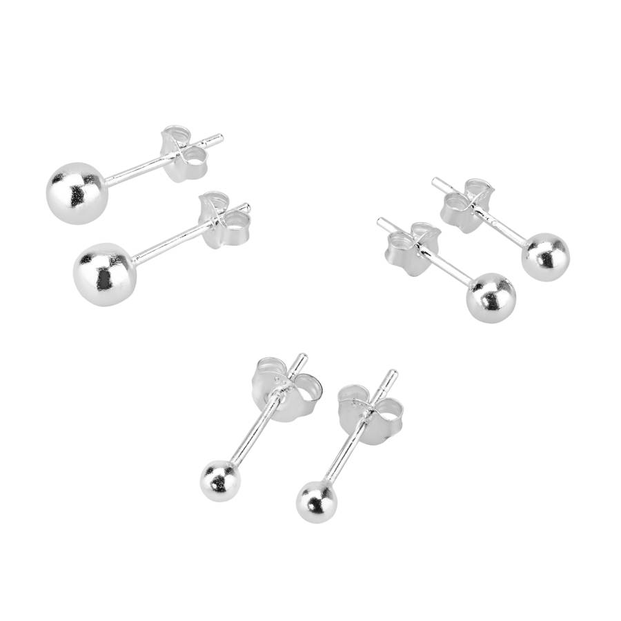 Sterling Silver Mix And Match Ball Stud Set By The Jewellery Sterling Silver Mix And Match Ball Stud Set