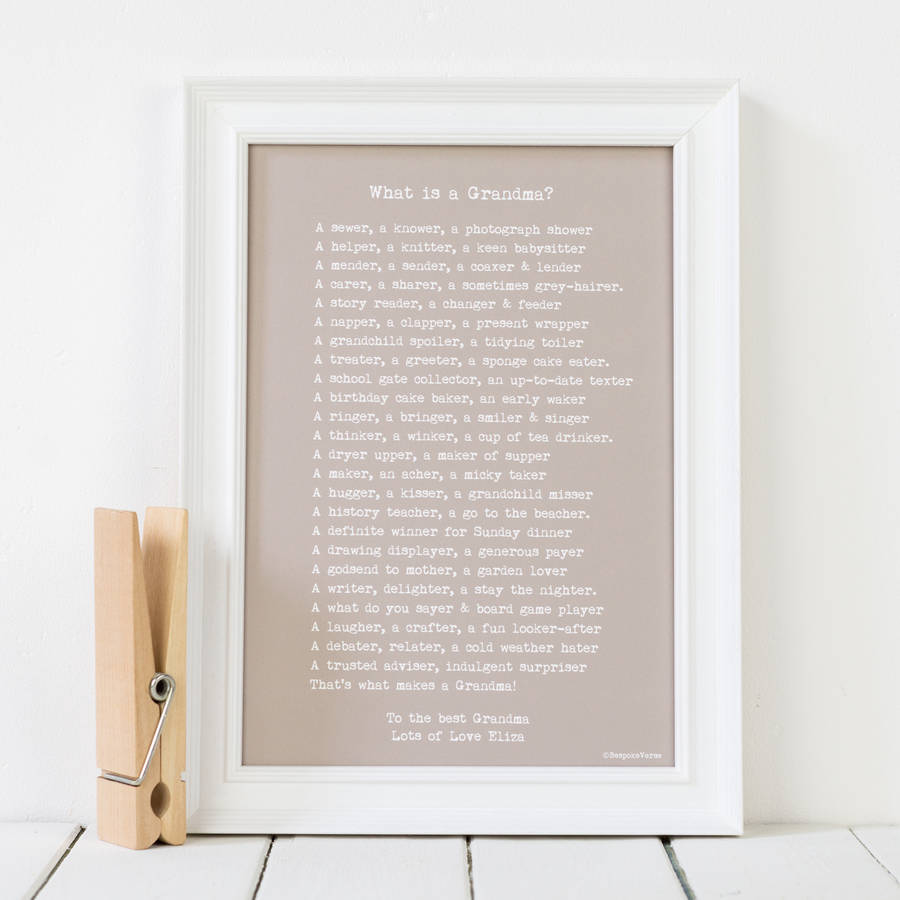 'what is a grandmother?' personalised poem print by bespoke verse ...