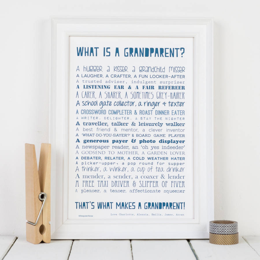 Personalised grandparent print with grandparent poem by 