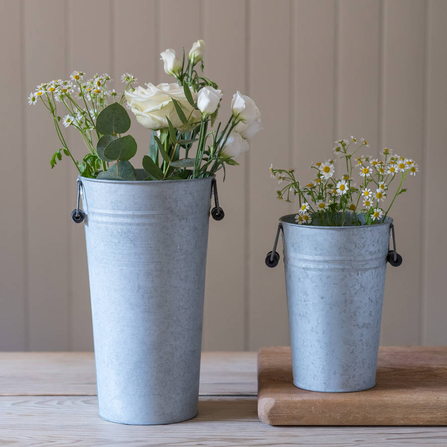traditional zinc florist bucket by the flower studio
