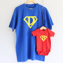 Dad And Baby Superhero T Shirt Set, thumbnail 1 of 5
