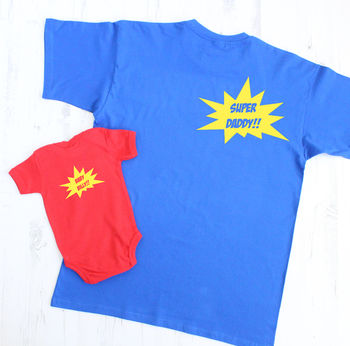 Dad And Baby Superhero T Shirt Set, 2 of 5
