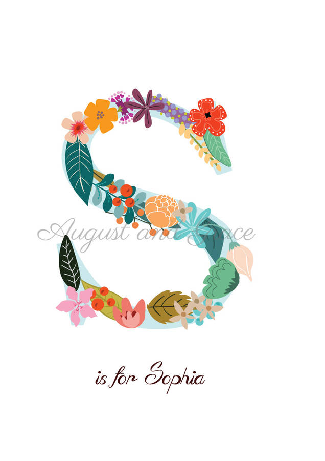 Personalised Flowers Name Art Print Bright Floral By Lily Summery Notonthehighstreet Com