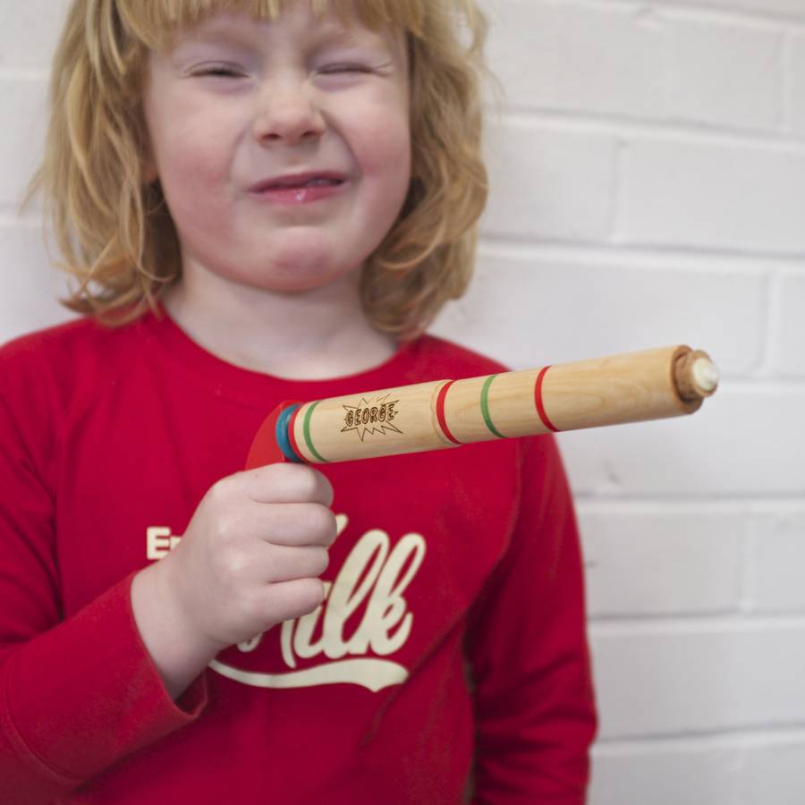 personalised wooden pop gun toy by auntie mims | notonthehighstreet.com