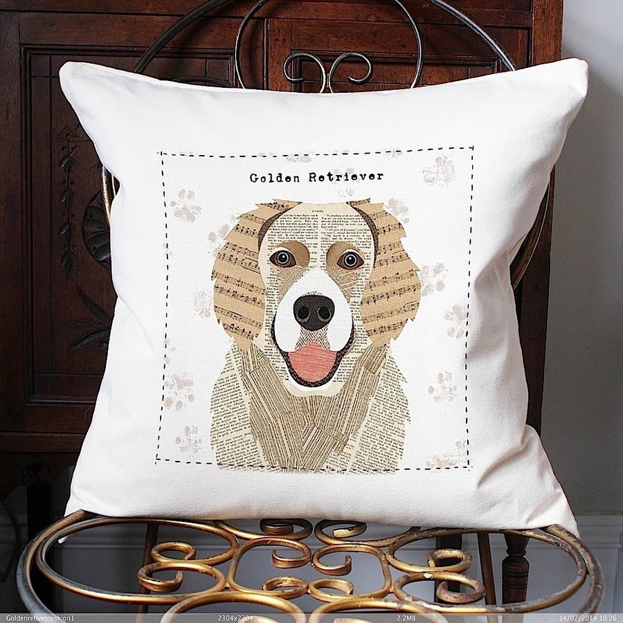 Golden Retriever Personalised Dog Cushion Cover By Simon Hart