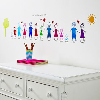 Personalised Stick Family Wall Sticker Portrait, 4 of 10