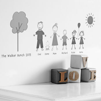 Personalised Stick Family Wall Sticker Portrait, 7 of 10