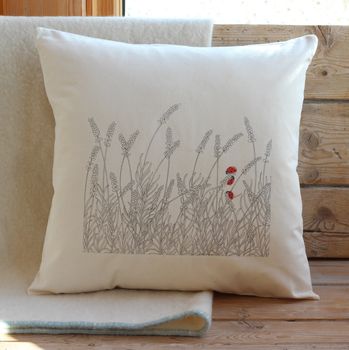 Lavender And Ladybirds Cushion Cover, 3 of 4