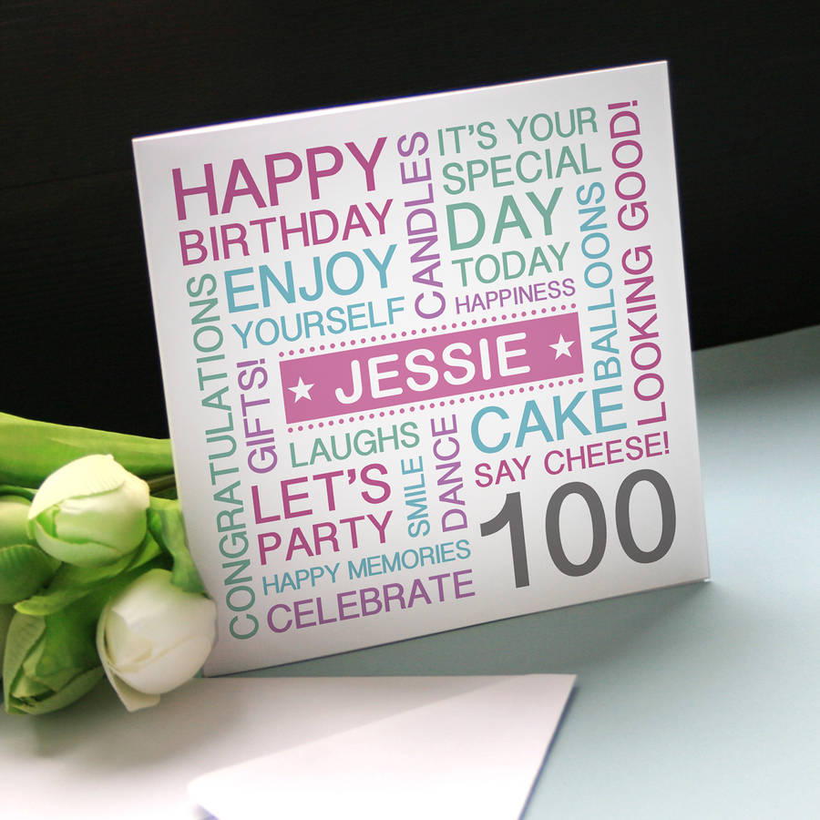 personalised 100th birthday card by a type of design ...
