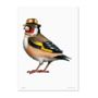 Goldfinch In A Gold Bowler Unframed Print, thumbnail 3 of 4