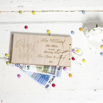 Personalised Wooden Money Christening Gift Envelopes, 3 of 4