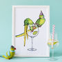 Parakeets In Party Hats Stealing Gin, Unframed Print, thumbnail 2 of 5