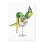 Parakeets In Party Hats Stealing Gin, Unframed Print, thumbnail 3 of 5