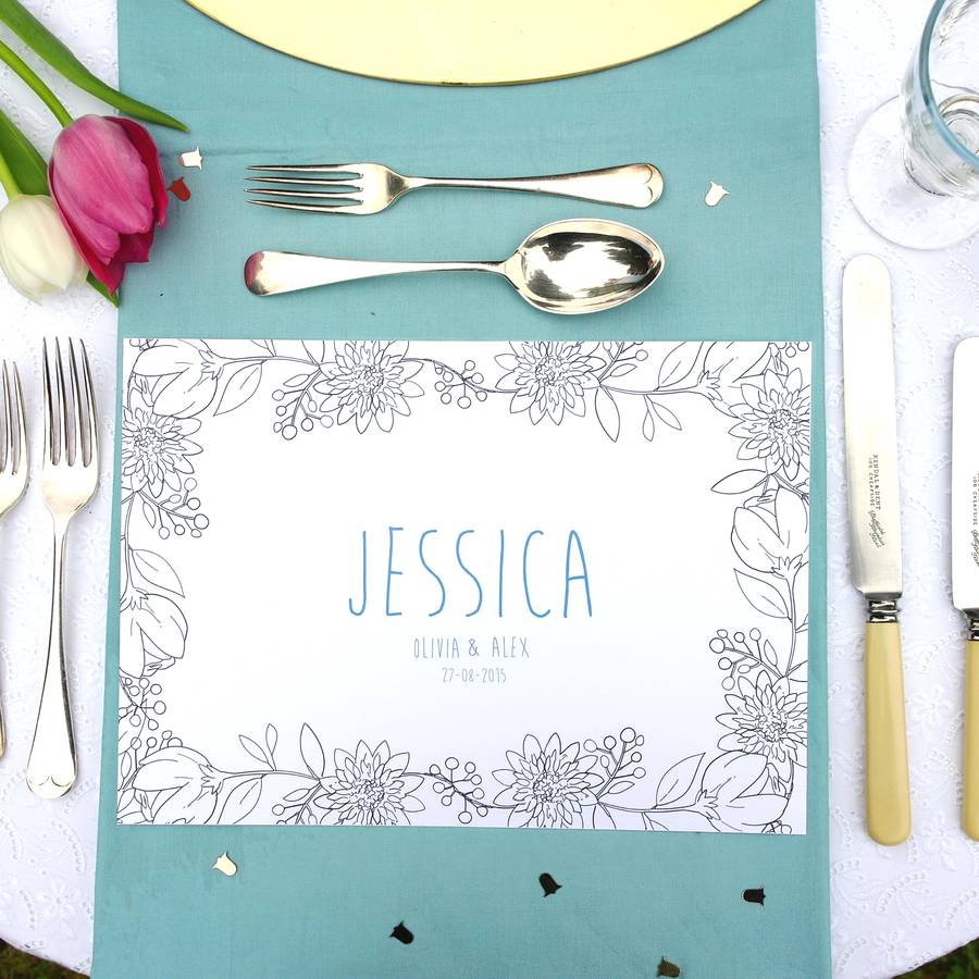 Personalised Wedding Colour Me In Table Place Mats, 1 of 5