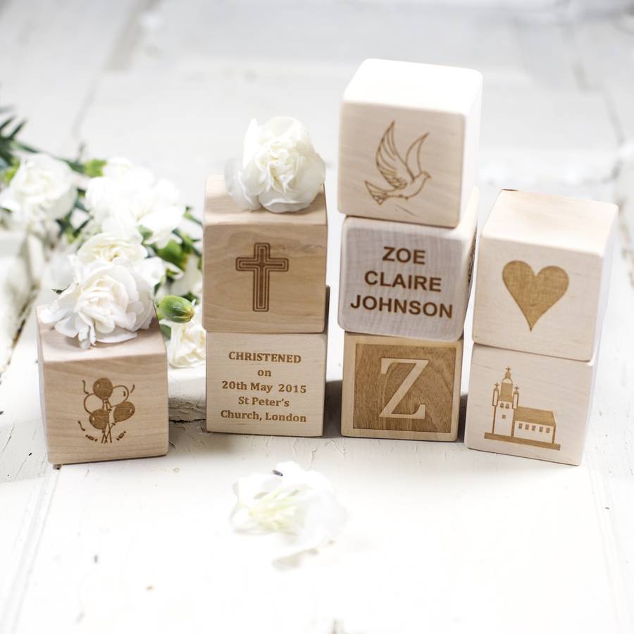 Personalised Christening, New Baby Wooden Blocks