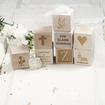 Personalised Christening, New Baby Wooden Blocks, 3 of 6