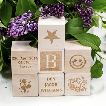 Personalised Christening, New Baby Wooden Blocks, 2 of 6