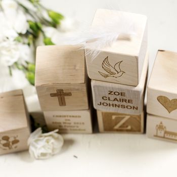 Personalised Christening, New Baby Wooden Blocks, 4 of 6