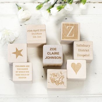 Personalised Christening, New Baby Wooden Blocks, 5 of 6