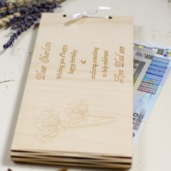 Personalised Wooden Money Gift Envelope With Dandelions, 3 of 3