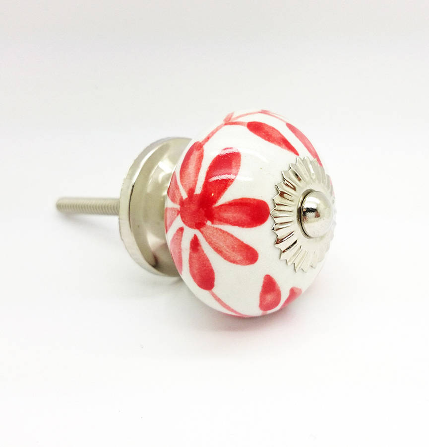 Flower Round Ceramic Cupboard Kitchen Door Knob By G Decor