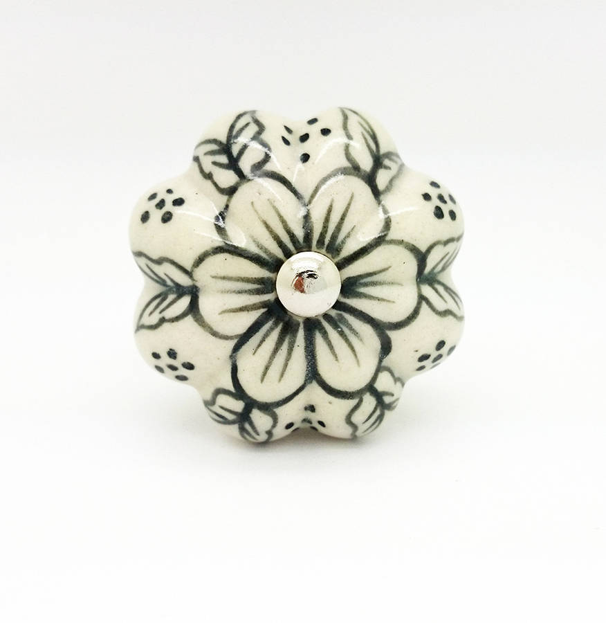 Hand Paint Ceramic Flower Knob Cupboard Kitchen Handle