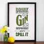 'Drink Responsibly' Gin Print, thumbnail 1 of 3