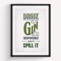 'Drink Responsibly' Gin Print, thumbnail 2 of 3