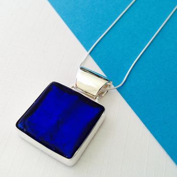 Silver Pendant With Murano Glass Square, 11 of 12