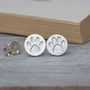 Paw Print Earring Studs In Solid Sterling Silver, thumbnail 2 of 5