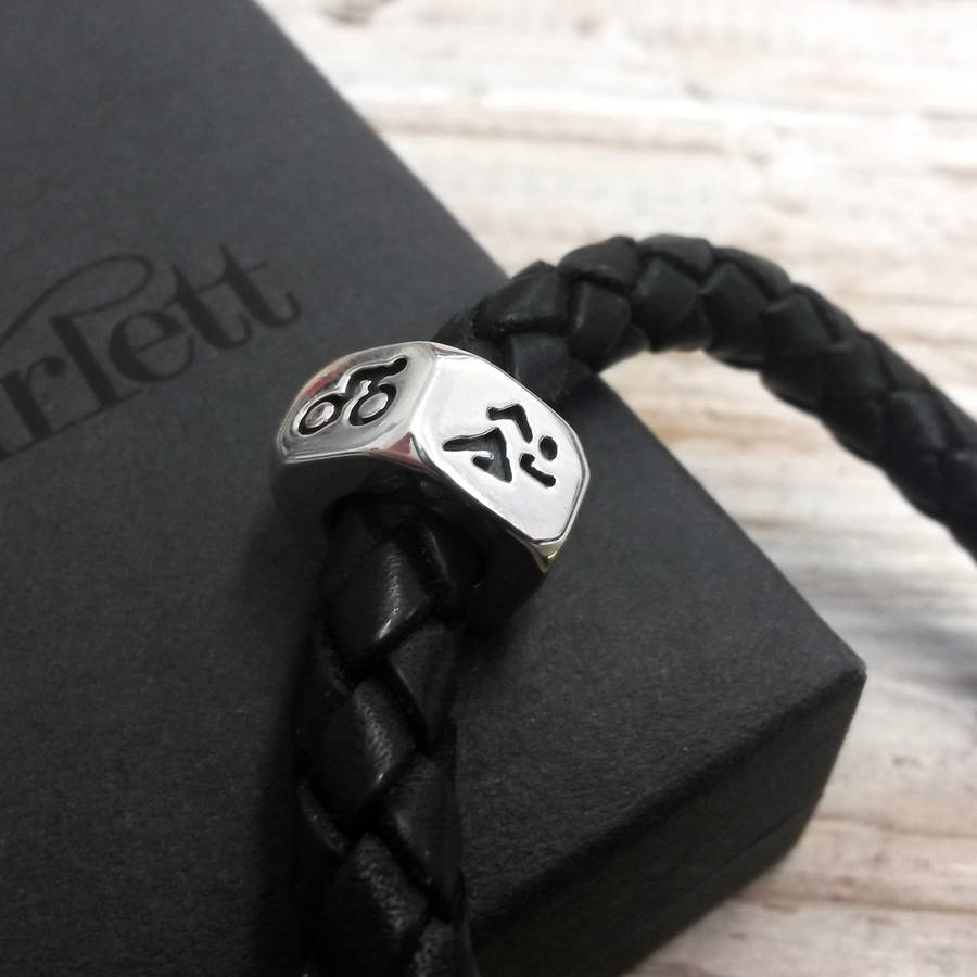 Men's Sport Charm Leather Bracelet By Scarlett Off The Map Jewellery
