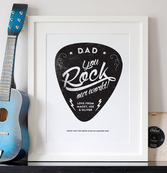 Personalised 'You Rock My World' Guitar Pick Print, 12 of 12