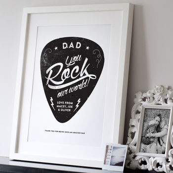 Personalised 'You Rock My World' Guitar Pick Print, 9 of 12