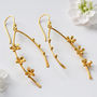 Sterling Silver Gold Plated Flower Dangly Earrings, thumbnail 1 of 5