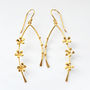 Sterling Silver Gold Plated Flower Dangly Earrings, thumbnail 3 of 5