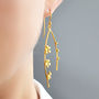 Sterling Silver Gold Plated Flower Dangly Earrings, thumbnail 4 of 5