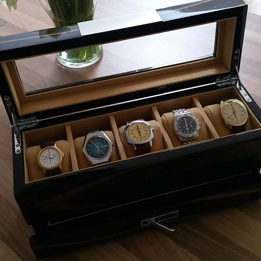 Gents Wooden Watch Storage Box With Drawer By David Louis Design Gents Wooden Watch Storage Box With Drawer