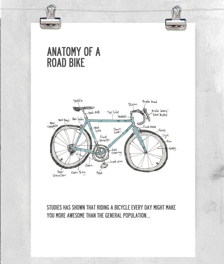 illustrated road bike with quote poster or canvas print by i love