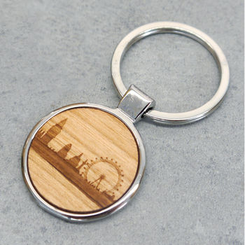 Personalised Wooden London Skyline Keyring, 2 of 3