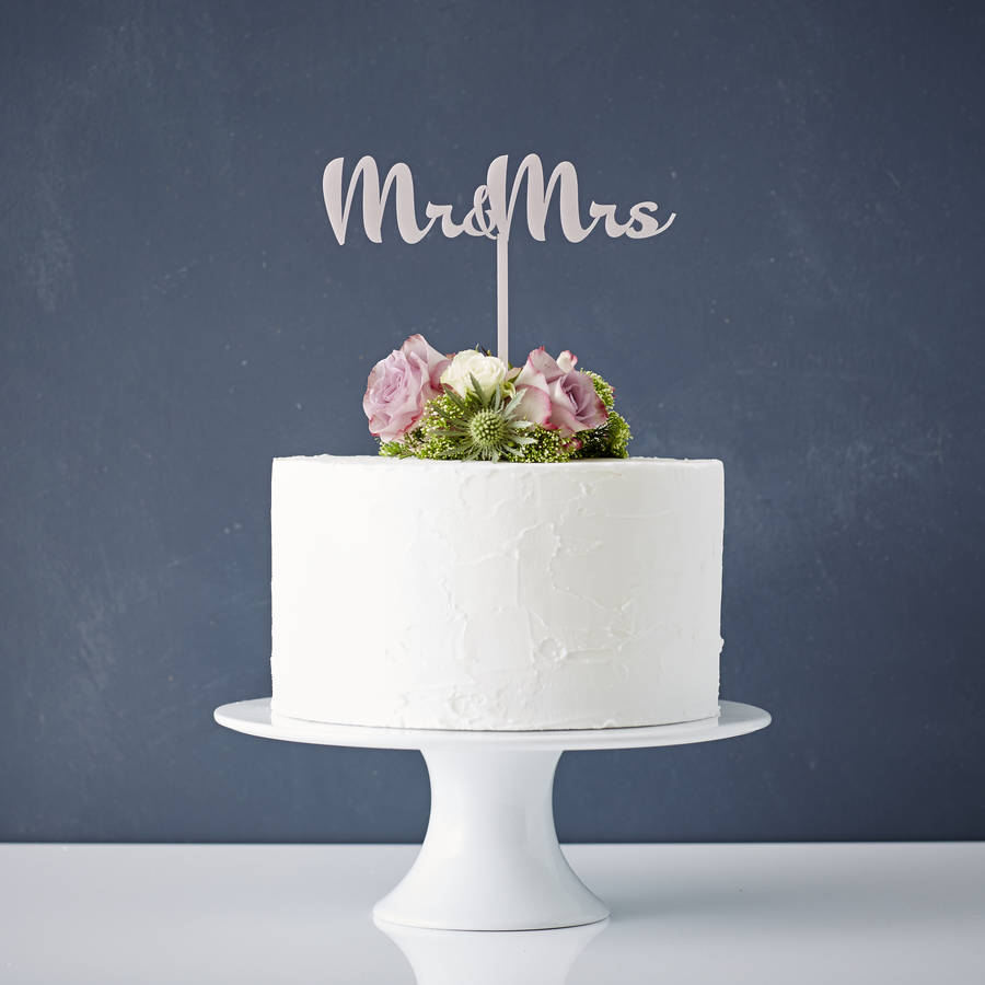 Calligraphy Mr And Mrs Wedding Cake Topper, 1 of 5