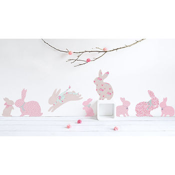 Vintage Floral Rabbit Wall Stickers, 2 of 5