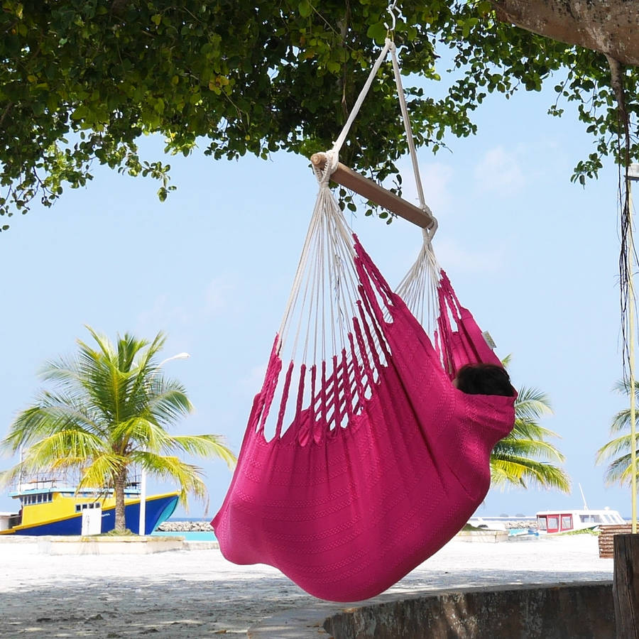 Knit Fuschia Cotton Hanging Chair By Emilyhannah Ltd