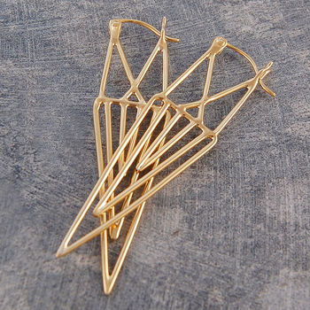 Geometric Rose Gold Plated Silver Drop Earrings, 2 of 5