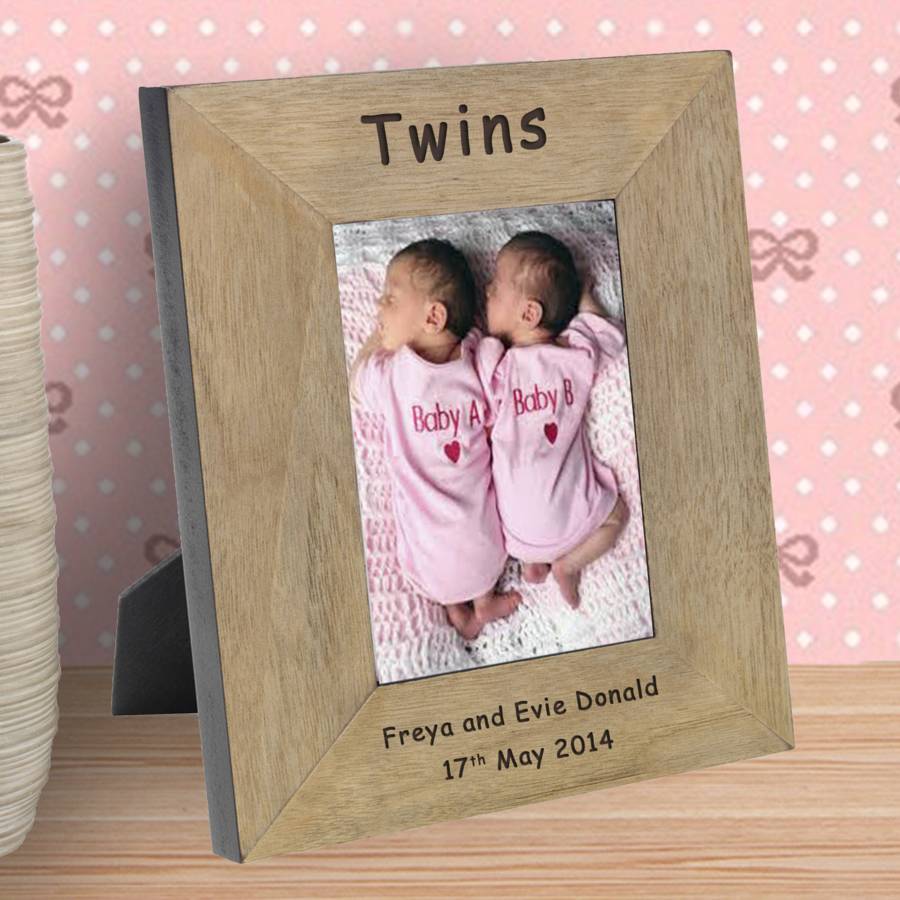 Twins Wooden Personalised Picture Frame By Chalk And Cheese Candles And