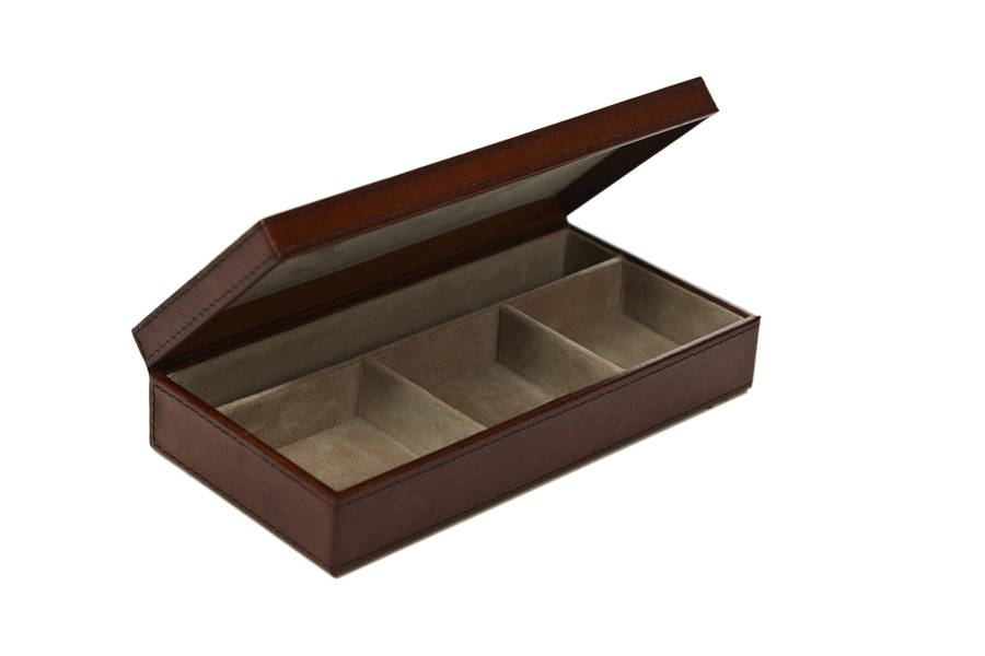 Mens Personalised Leather Cufflink Box By Life of Riley