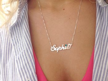 Personalised Name Necklace With Birthstone, 4 of 12