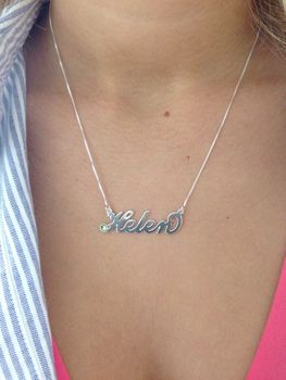 Personalised Name Necklace With Birthstone, 11 of 12